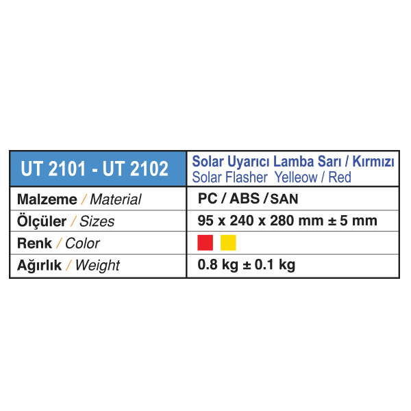 Solar uyarıcı lamba (kırmızı/sarı)